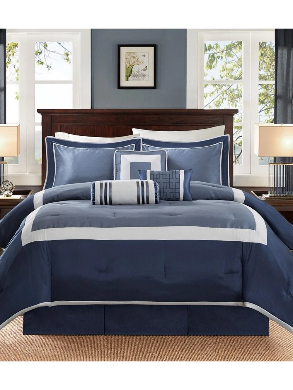 New Navy and White Comforter Set - Classic Bedding